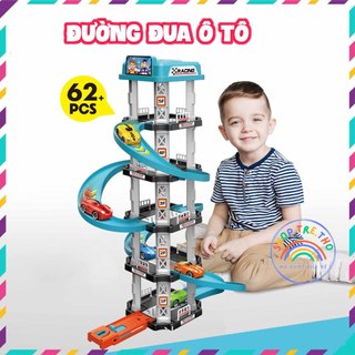 Đồ chơi lắp ráp mô hình cầu trượt đường đua ô tô 5 tầng chất liệu nhựa ABS cao cấp cho bé vui chơi