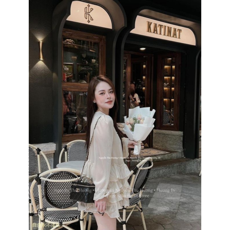 Áo Váy Voan Tơ Mix Bèo Phối Tầng Form Babydoll Size S M - Halinh Shop - Áo Tơ Phối Tầng Bèo Diện Thu Xinh