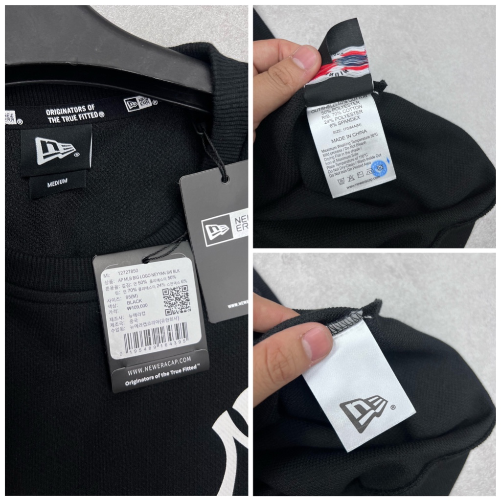 Sweater NewEra x MLB logo NY in trước sau, nỉ da cá, unisex