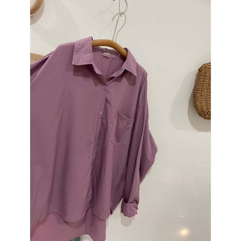 Áo sơ mi phom rộng basic màu xinh mới tinh