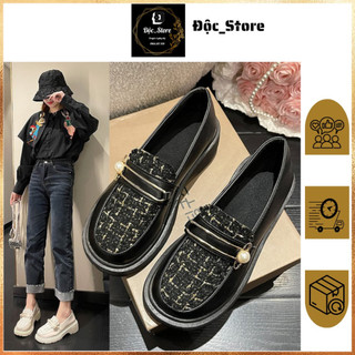 Giày nữ oxford kiểu dáng lolita đốc thời trang chất da đế tăng chiều cao màu trắng kem /đen