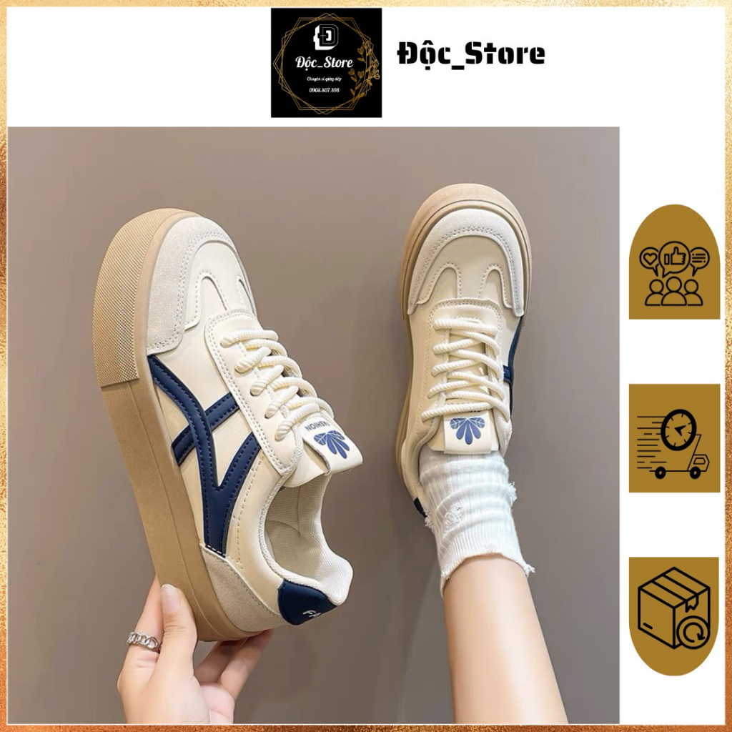 Giày thể thao nữ đế 3 cm vải canvas kiểu dáng gập gót thiết kế dây vặn thừng 3 màu