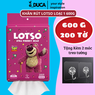 (Loại 1 600G) Khăn Giấy Lau Đa Năng Gấu Dâu Lotso Bịch Lớn 200 Tờ Dùng Cả Tháng Mới Hết, Khăn Lau Mặt Dùng 1 Lần