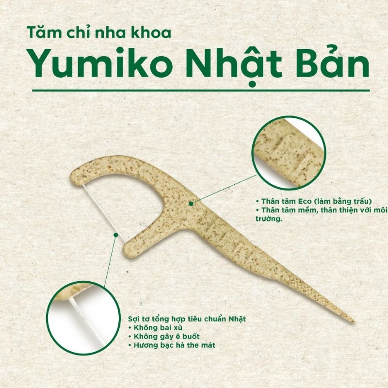 Tăm chỉ nha khoa ECO YUMIKO hàng Nhật. chải kẽ răng, chăm sóc răng đúng chuẩn gói 40 que