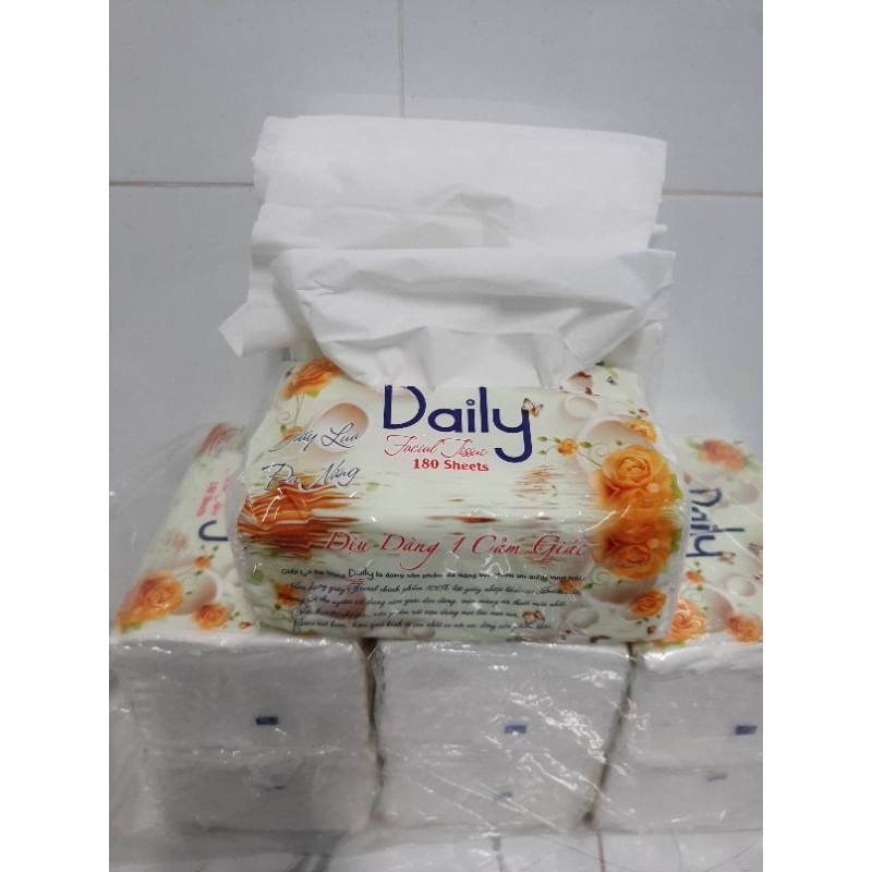Khăn giấy lụa đa năng Daily 180 x 2 lớp 160mmx200mm, tờ dụi dàng 1 cảm giác