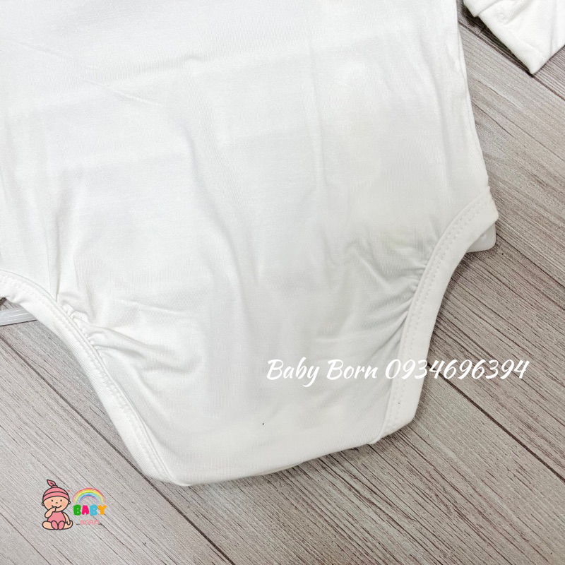 Body chip Anminaza dài tay sợi tre cúc lệch thun lạnh mềm mại cho bé sơ sinh AMI0116