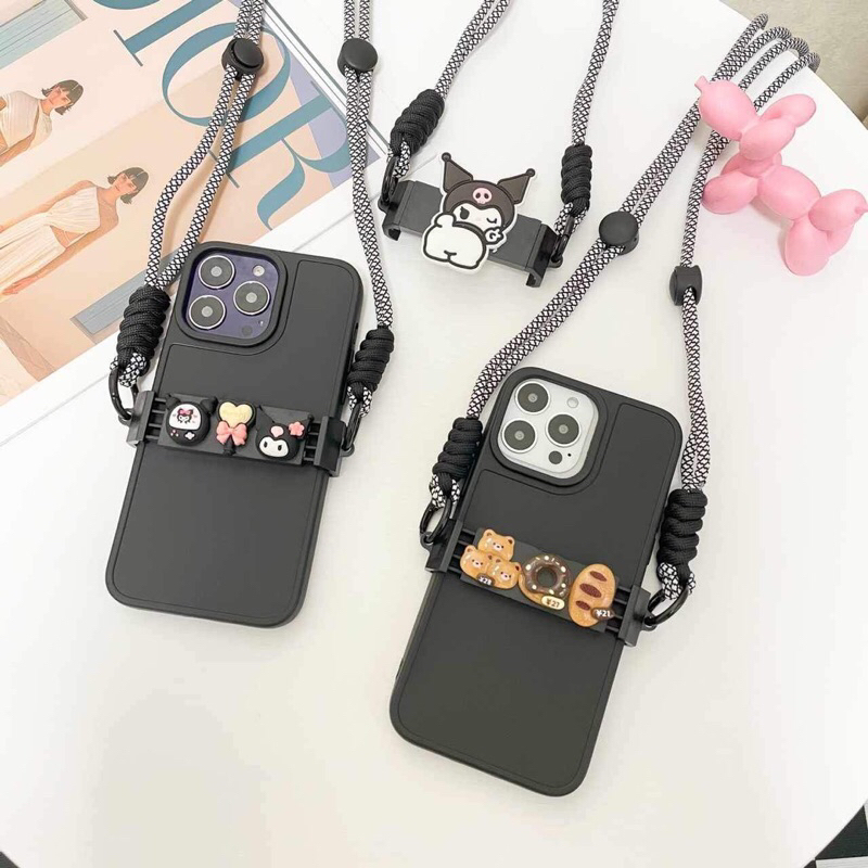 XẢ HÀNG  🖤 Dây đeo chéo kèm kẹp điện thoại gắn icon kute siêu tiện lợi😍😍