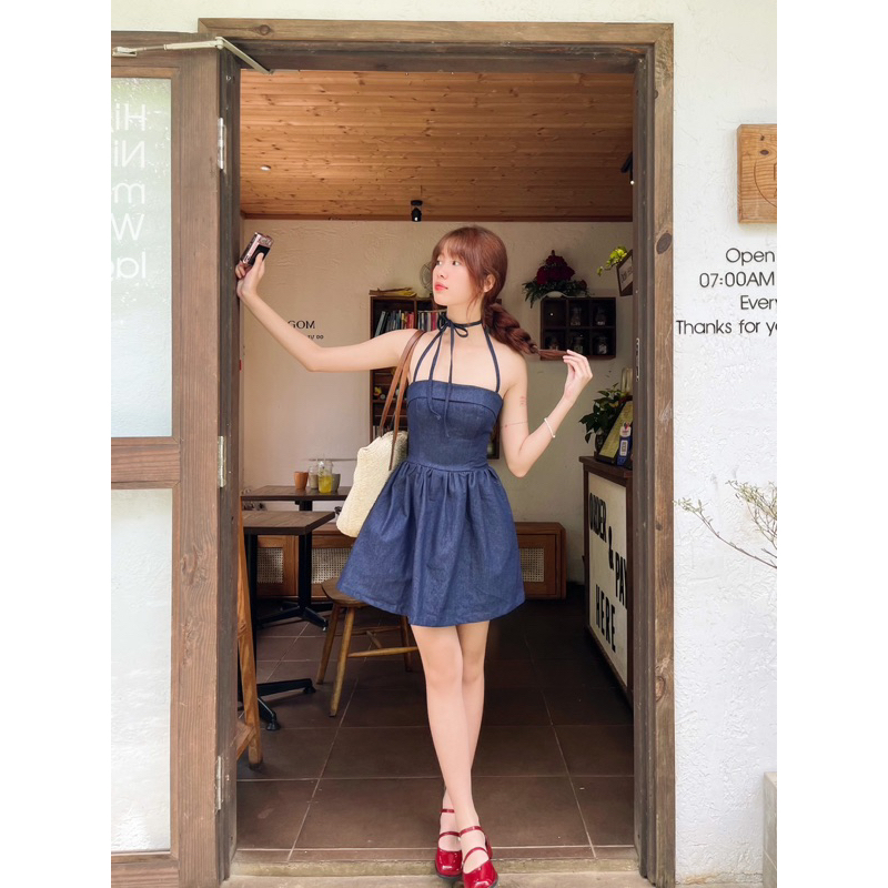 GORGEOUS - Đầm Denim Dáng Xoè - DENIM DRESS