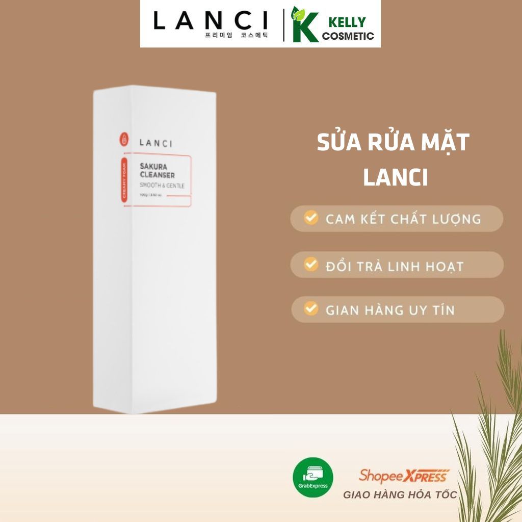 Sữa rửa mặt Lanci Sakura Cleanser chính hãng dịu nhẹ cân bằng độ ẩm mịn màng sạch sâu trắng sáng hợp mọi loại da 100ml