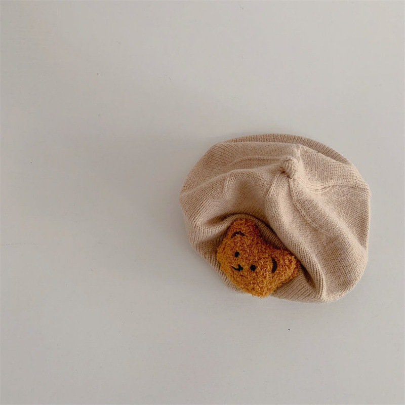 Mũ nồi len cho bé, Mũ len đính gấu dễ thương cho bé  Nami Kids