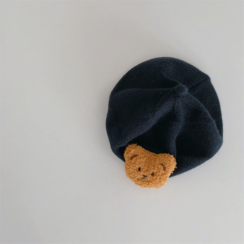 Mũ nồi len cho bé, Mũ len đính gấu dễ thương cho bé  Nami Kids