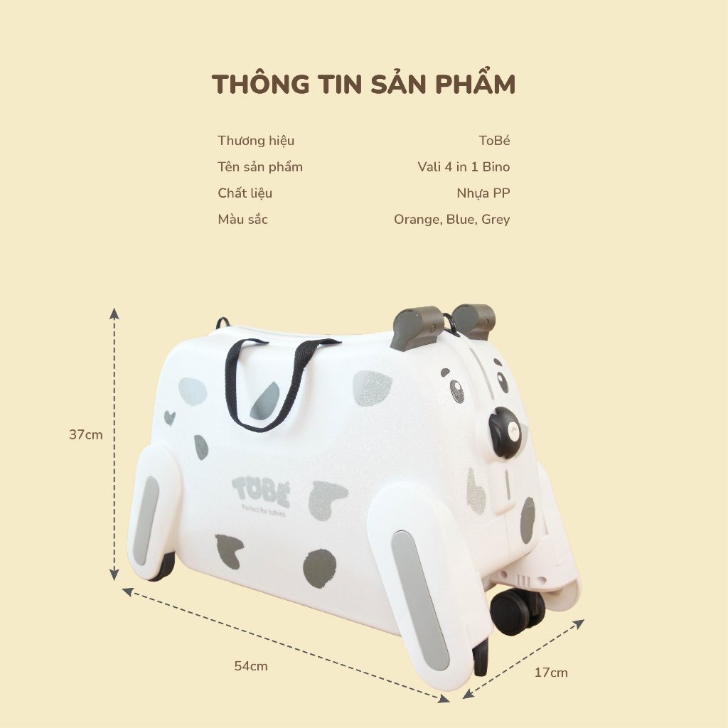 Vali du lịch BINO Tobé có dây kéo tiện lợi 4 in 1 cho bé - Umee Babycare