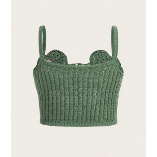 ÁO LEN CROPTOP ẾCH XANH HỒNG CUTE