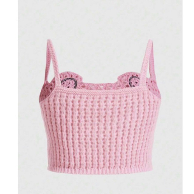 ÁO LEN CROPTOP ẾCH XANH HỒNG CUTE