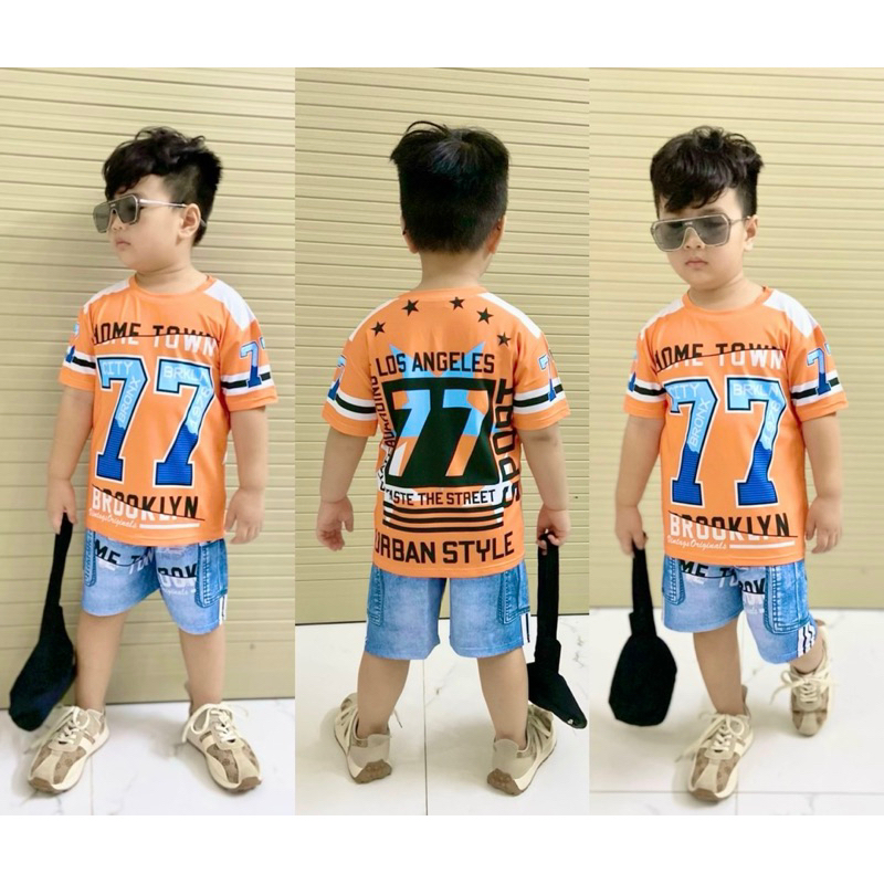 Đồ bộ tay ngắn cho bé 3d thun lạnh bé trai bé gái in hoạt hình mèo kitty, khủng long, siêu nhân