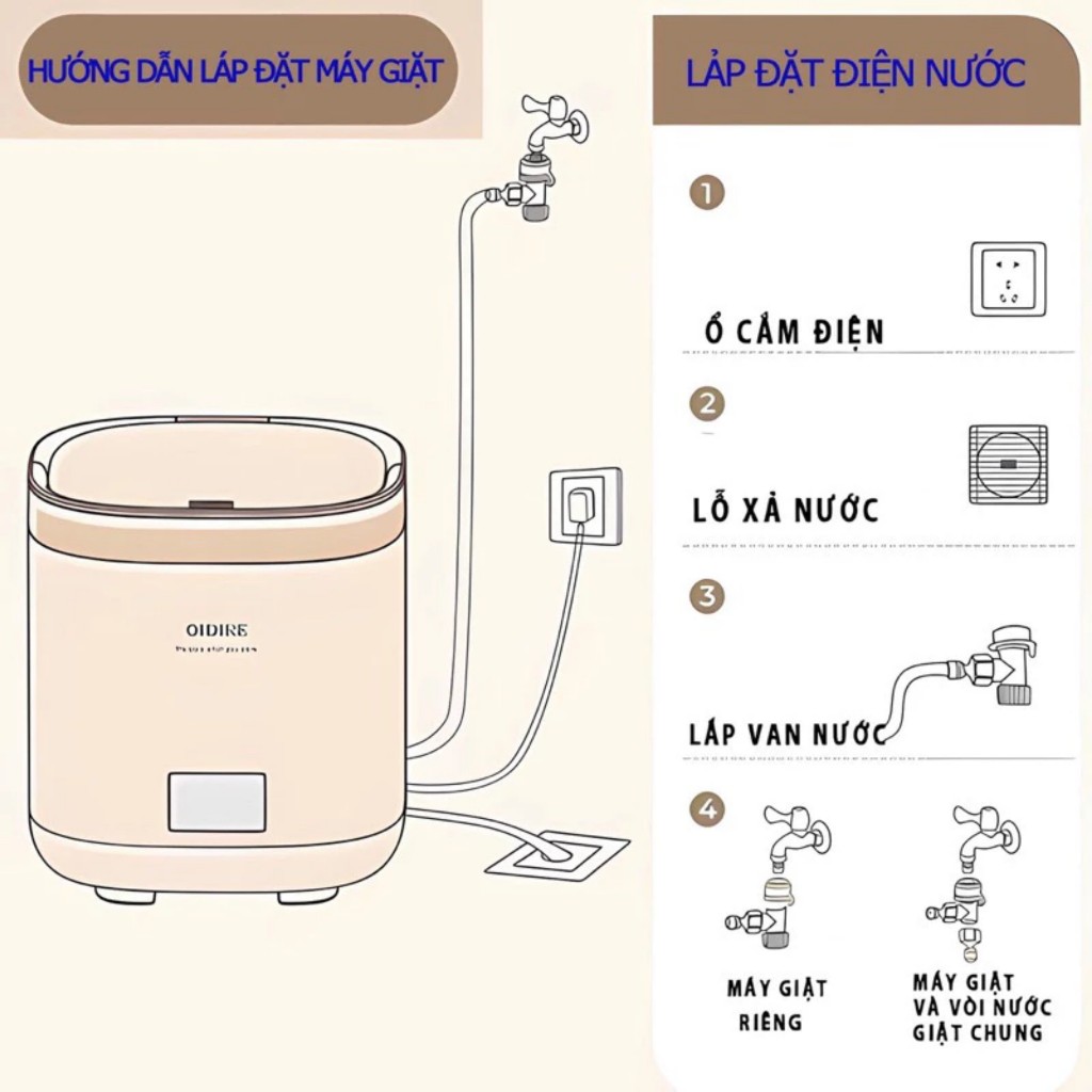 Máy giặt mini, máy giặt tự động hoàn toàn, giặt đồ lót, vớ tất OIDIRE, tự động cấp và xả nước
