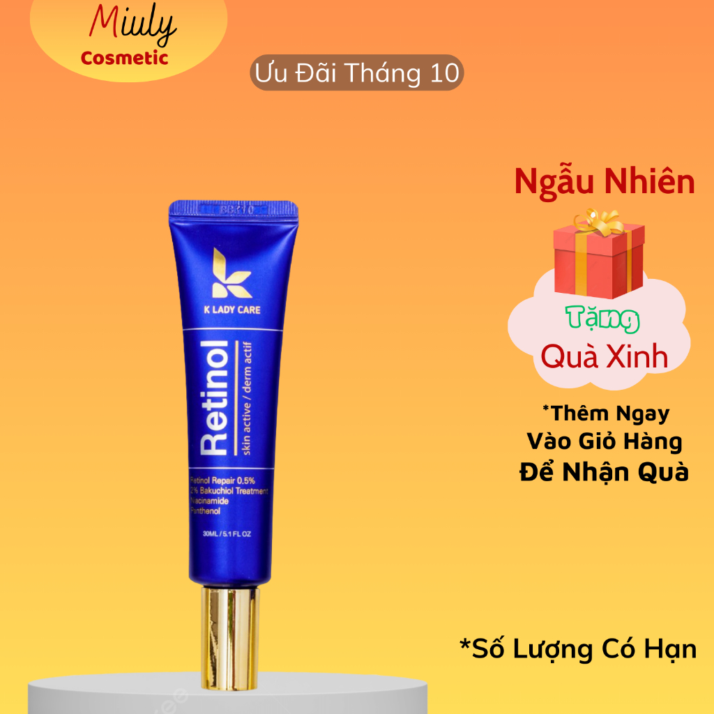 Kem dưỡng retinol K Lady Care 30ml Hàn Quốc dưỡng trắng da mặt căng bóng, giảm nếp nhăn, thâm, nám