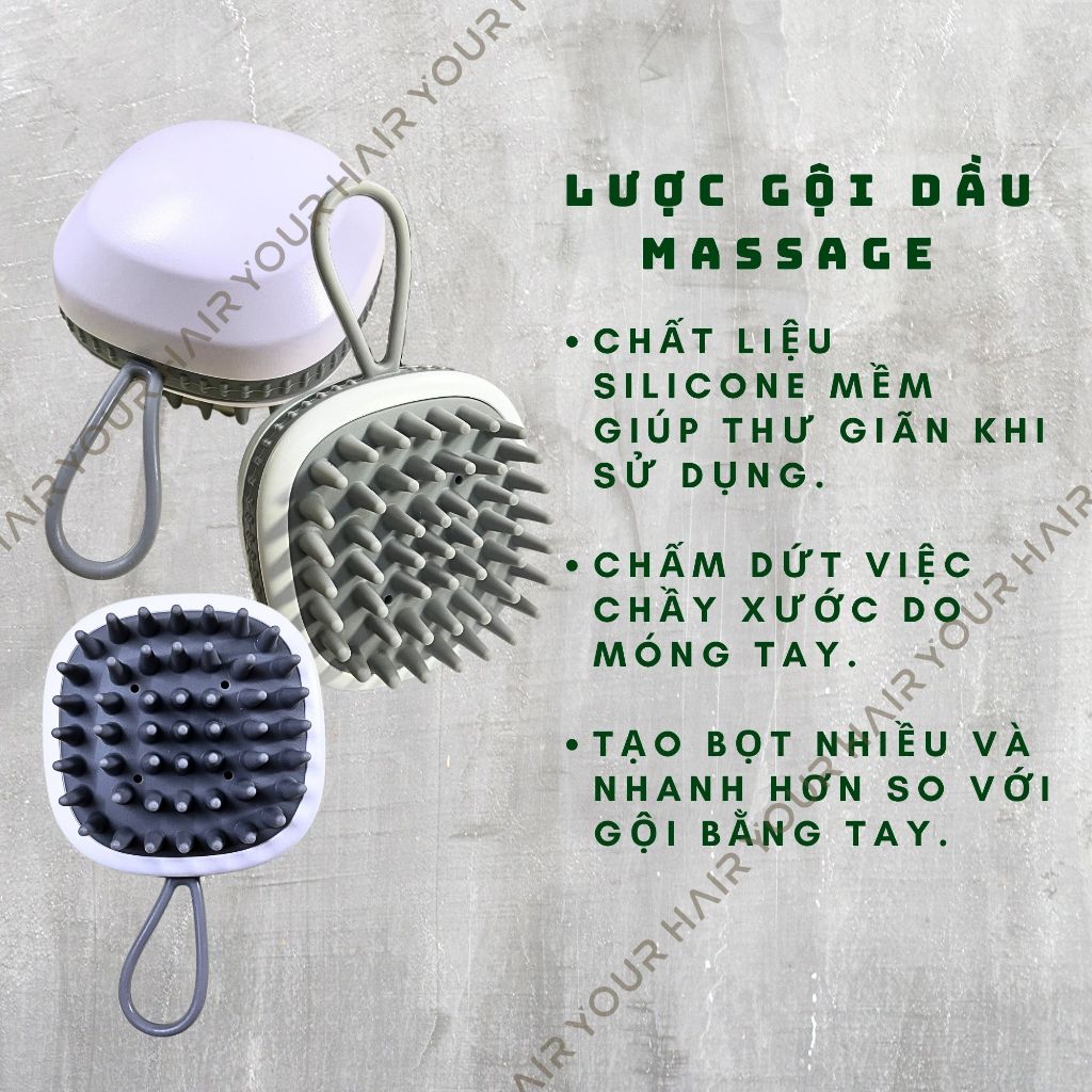 Lược gội đầu silicone massage thư giãn làm sạch da đầu | Hình vuông