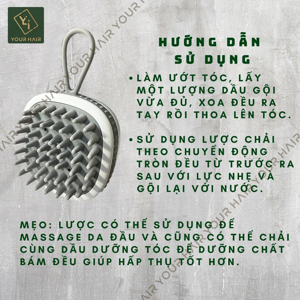 Lược gội đầu silicone massage thư giãn làm sạch da đầu | Hình vuông