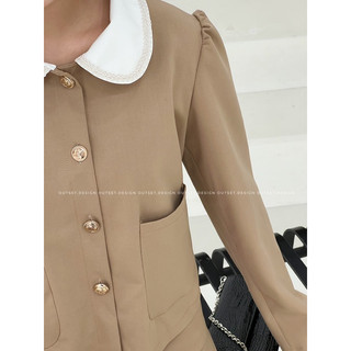 OUTSET - Áo Beige dài tay cúc đồng