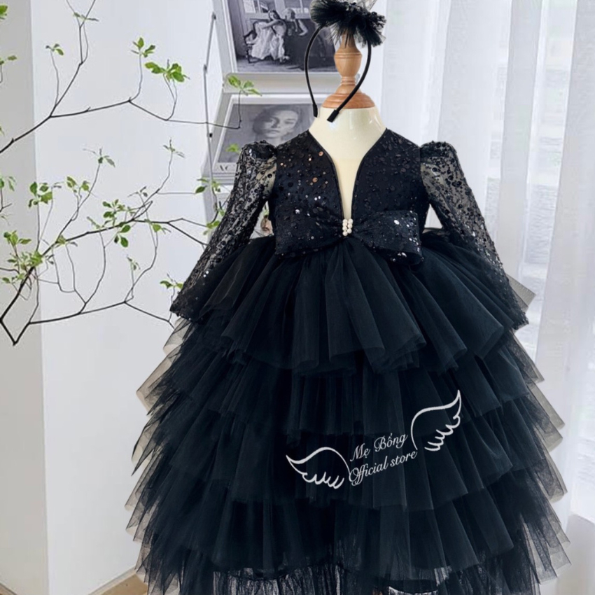 Váy Công Chúa Cho Bé, Váy Tay Dài, Váy Kim Sa Cho Bé Gái, Đầm Tay Dài, Váy Xinh Mẹ Bống princess Dress