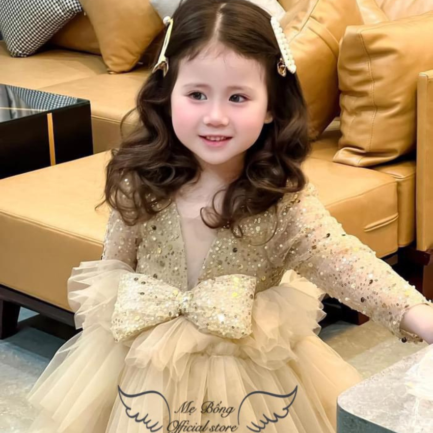 Váy Công Chúa Cho Bé, Váy Tay Dài, Váy Kim Sa Cho Bé Gái, Đầm Tay Dài, Váy Xinh Mẹ Bống princess Dress