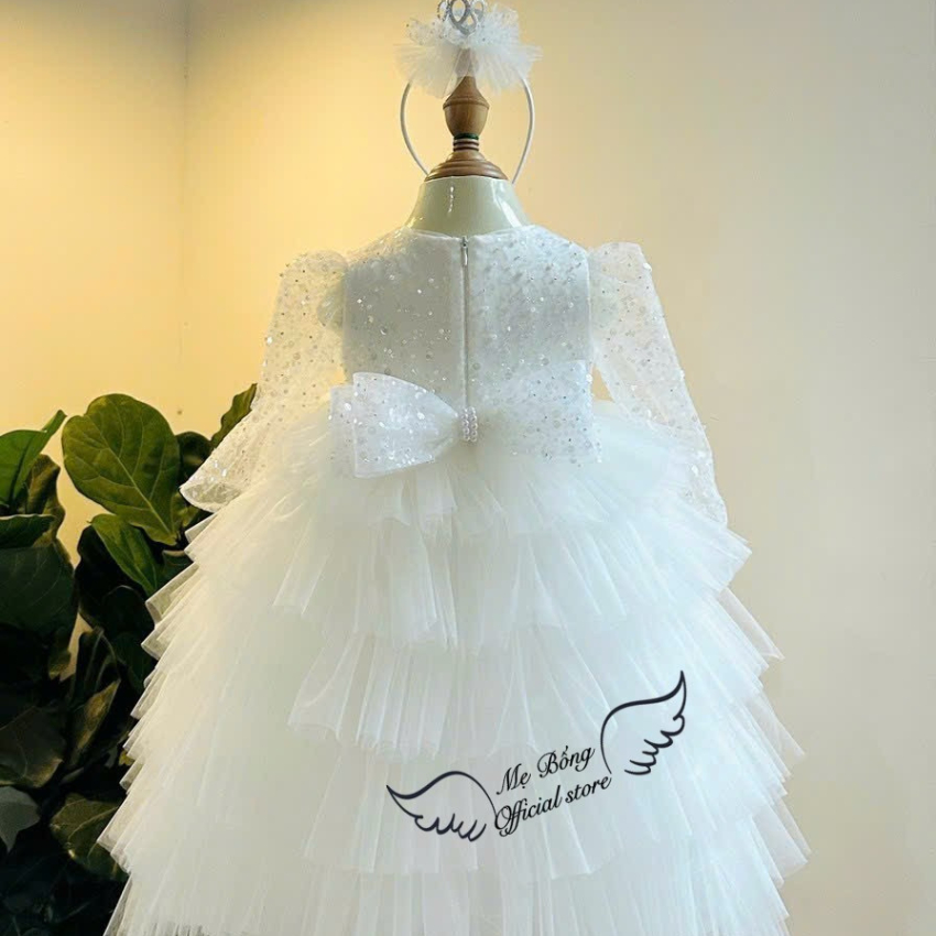 Váy Công Chúa Cho Bé, Váy Tay Dài, Váy Kim Sa Cho Bé Gái, Đầm Tay Dài, Váy Xinh Mẹ Bống princess Dress