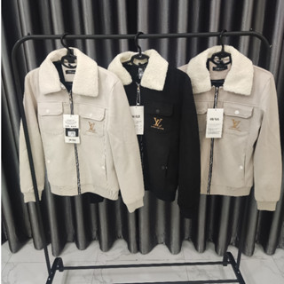 Áo khoác Nam Da Lộn đai chun, cổ Lông Lót Lông mịn thời trang hàn