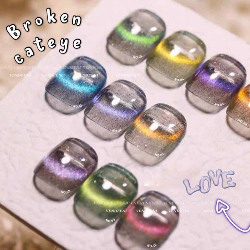 Set mắt mèo nhũ 10 màu tặng luôn bản màu kèm cây hơ mắt mèo💅