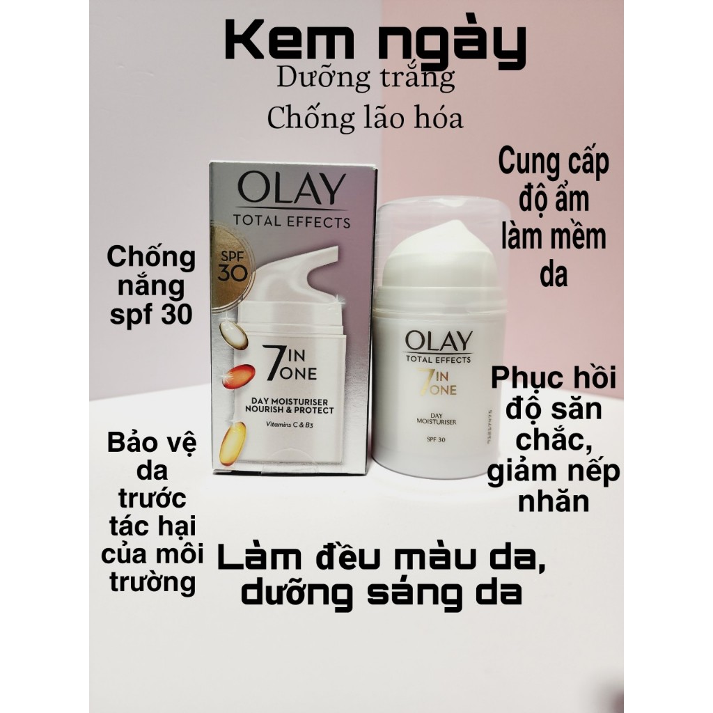 Kem Dưỡng ngày và đêm Olay Total Effects 7 in One cho da căng mịn và săn chắc, giảm nếp nhăn và sáng mịn