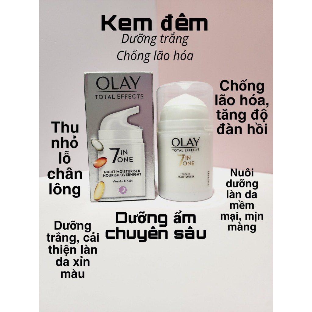 Kem Dưỡng ngày và đêm Olay Total Effects 7 in One cho da căng mịn và săn chắc, giảm nếp nhăn và sáng mịn