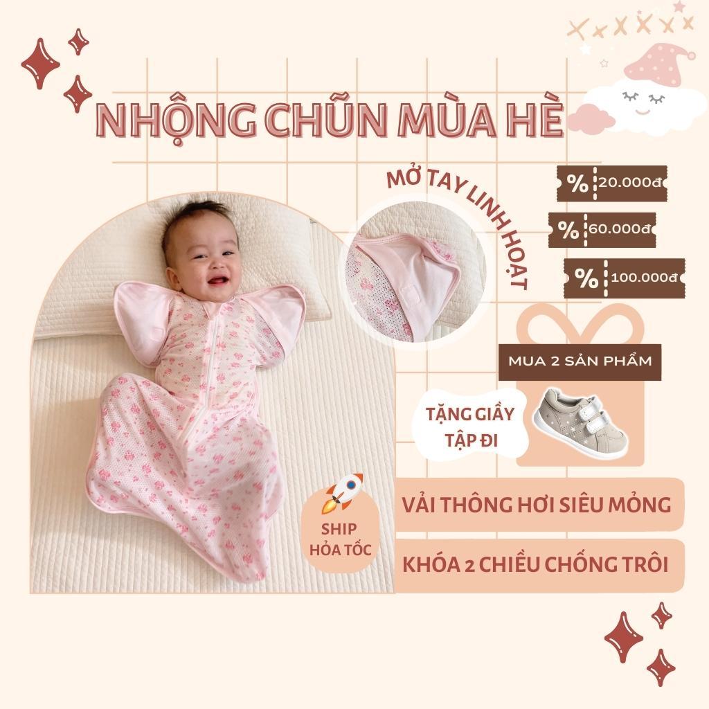 Nhộng chũn thông hơi mùa hè vải Hàn Quốc có lỗ thoáng cho bé ngủ ngon MESH