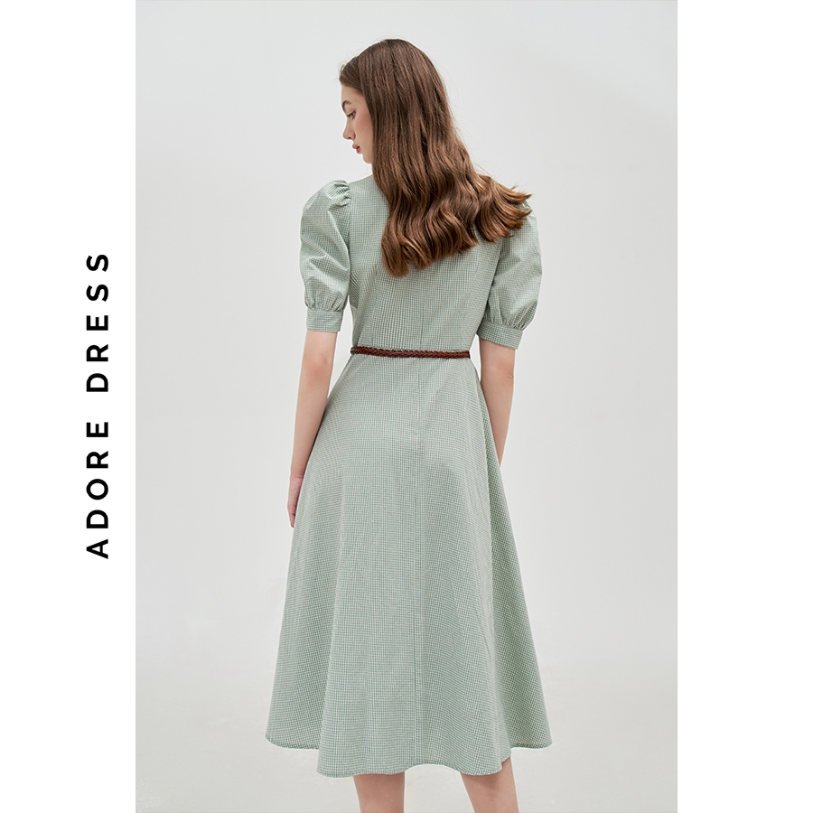 Đầm Midi dresses casual style thô karo nhí mint phối cổ 312DR2090 ADORE DRESS