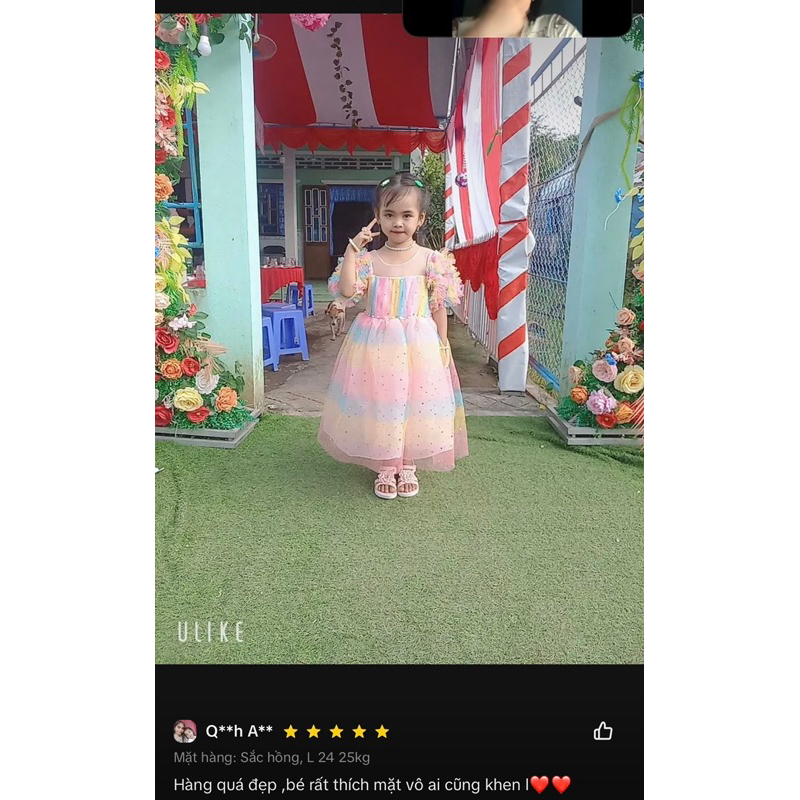 Váy công chúa cầu vồng ánh kim sa cho bé 14-30kg