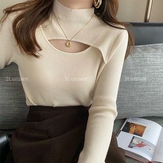 Áo Len dài tay khoét cổ sexy, Áo len tăm giữ nhiệt cao cổ phong cách trẻ trung nhiều màu dễ phối đồ 2T Unisex P76