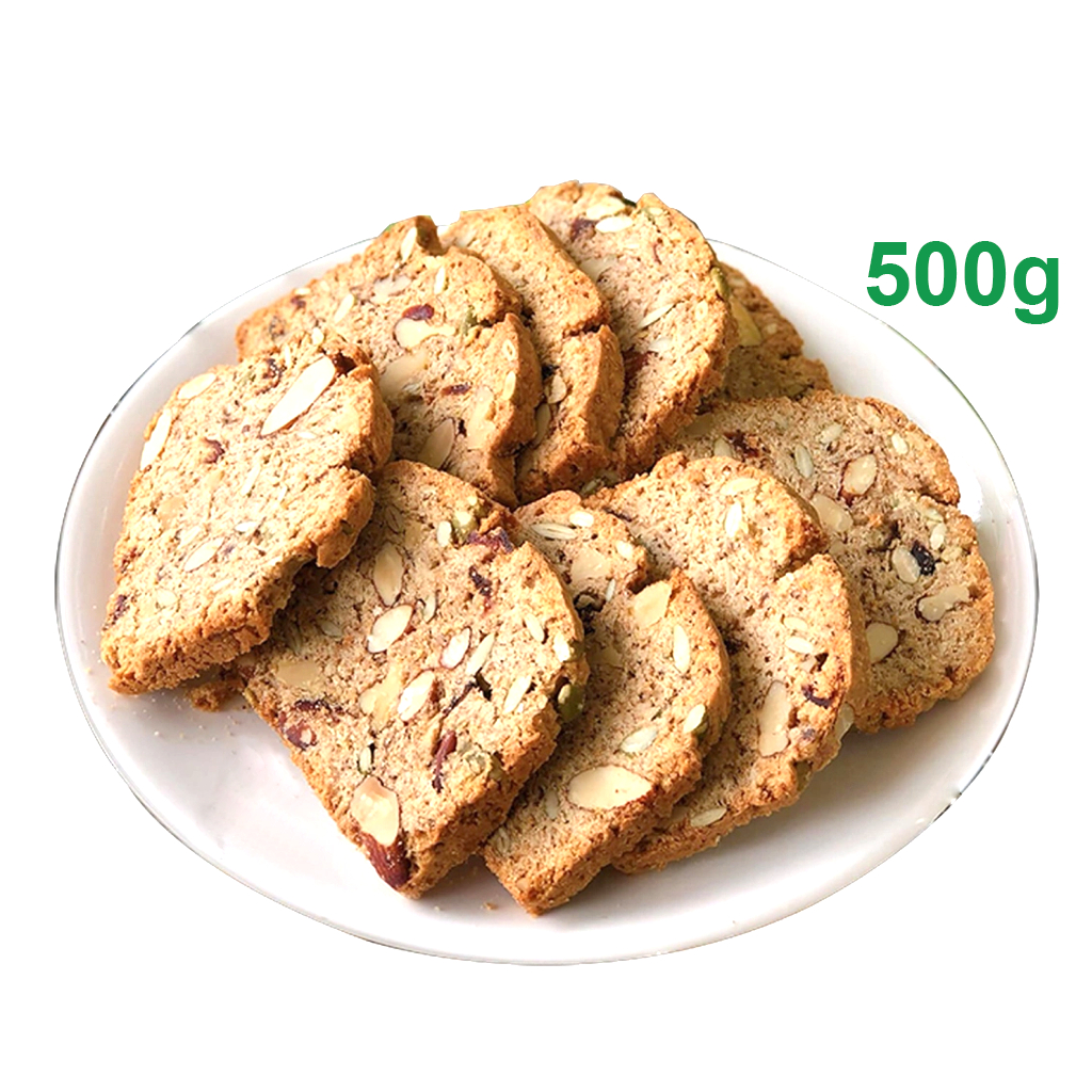 Bánh Bicosti Mộc Quê 500g Nguyên Cám 3 Vị Không Đường Ăn Kiêng Giảm Cân