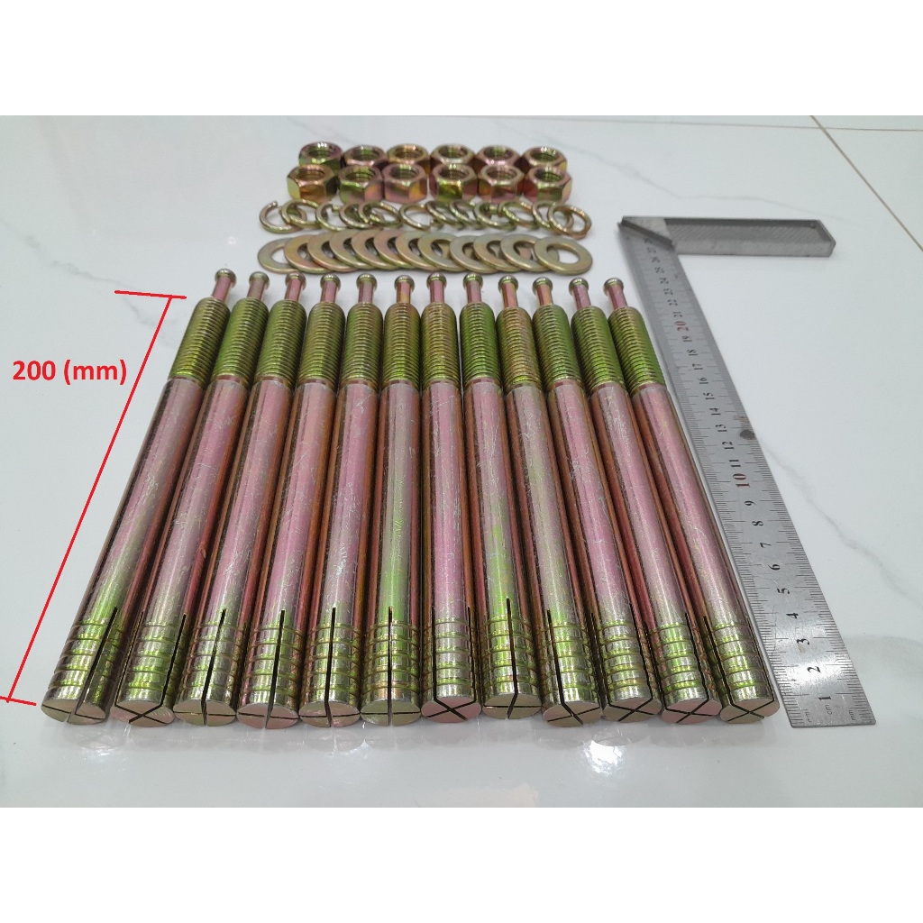 Tắc kê nở sắt M16 Dài 190mm, M16 dài 150mm, lắp đặt cầu nâng hai trụ, 4 trụ, cắt kéo