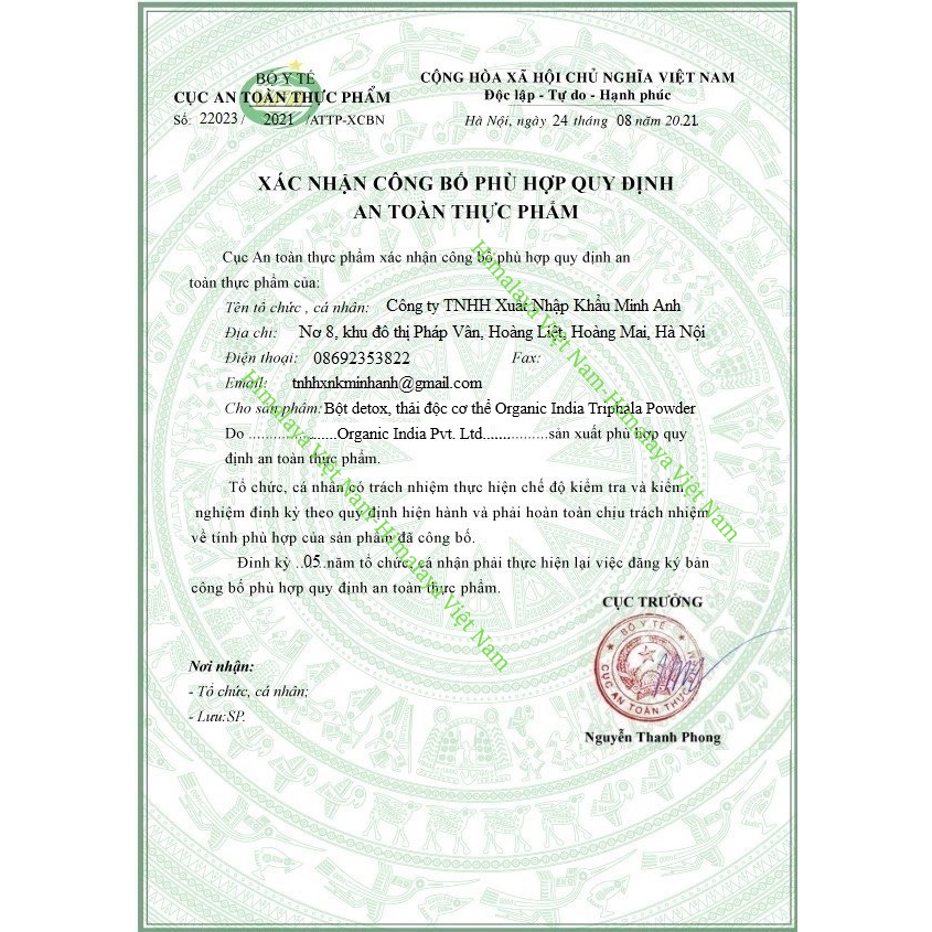 Bột detox, thải độc ruột Organic India Triphala Powder 100g