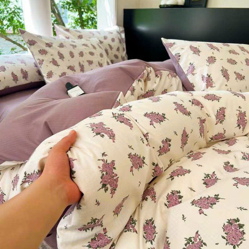 Bộ Vỏ Chăn Ga Gối Chất Liệu Đũi mát mịn Phối màu / Chăn Ga ĐŨI hoa lá Vintega siêu xinh - cá tính - độc đáo