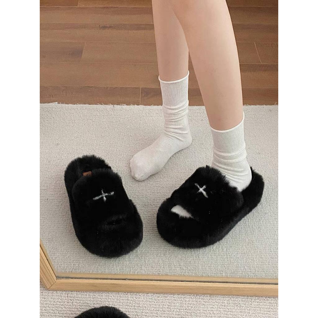 𝐁𝐥𝐚𝐮𝐞𝐁𝐥𝐮𝐦𝐞🦋  Dép lông chữ thập đế 5cm