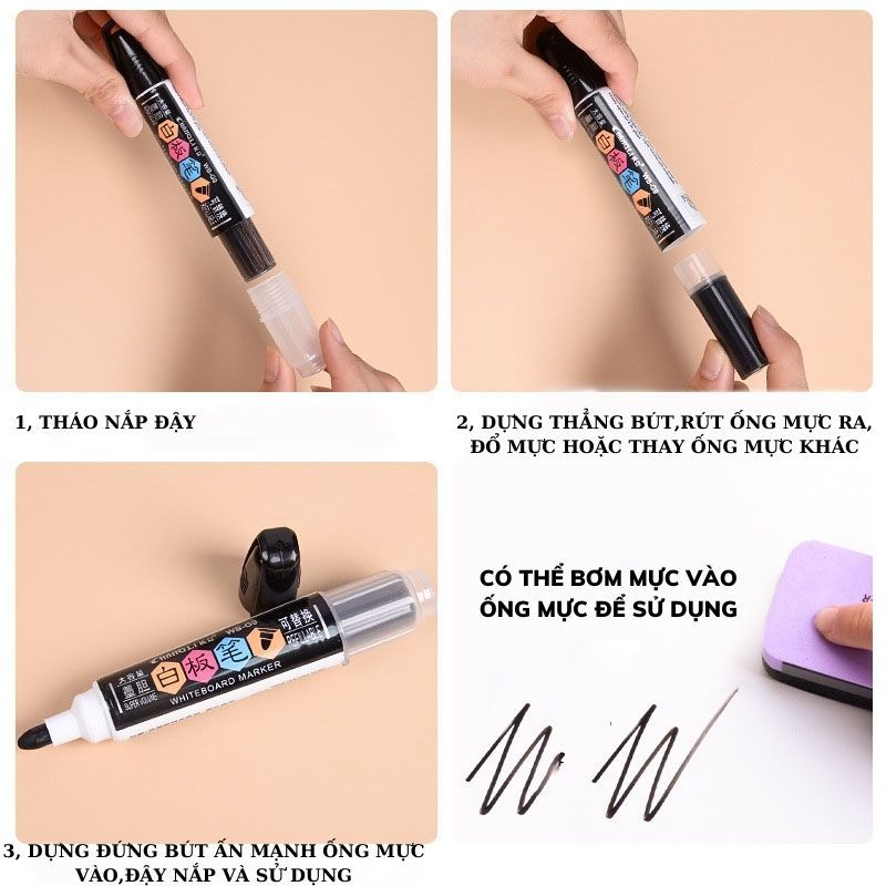 Mực Bút Lông Viết Bảng Xóa Được Chai To 500ml Tặng Kèm Bút Viết Bảng Cao Cấp WB G9 Hợp Lý Shop