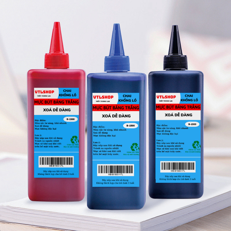 Mực Bút Lông Viết Bảng Xóa Được Chai To 500ml Tặng Kèm Bút Viết Bảng Nhấn Cao Cấp K201 Hợp Lý Shop