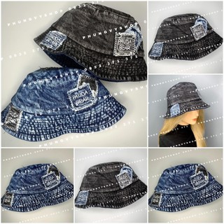 Mũ denim bucket tai bèo vành unisex nam nữ phungvyshop- Nón Bo JEAN PAUDA BEAR