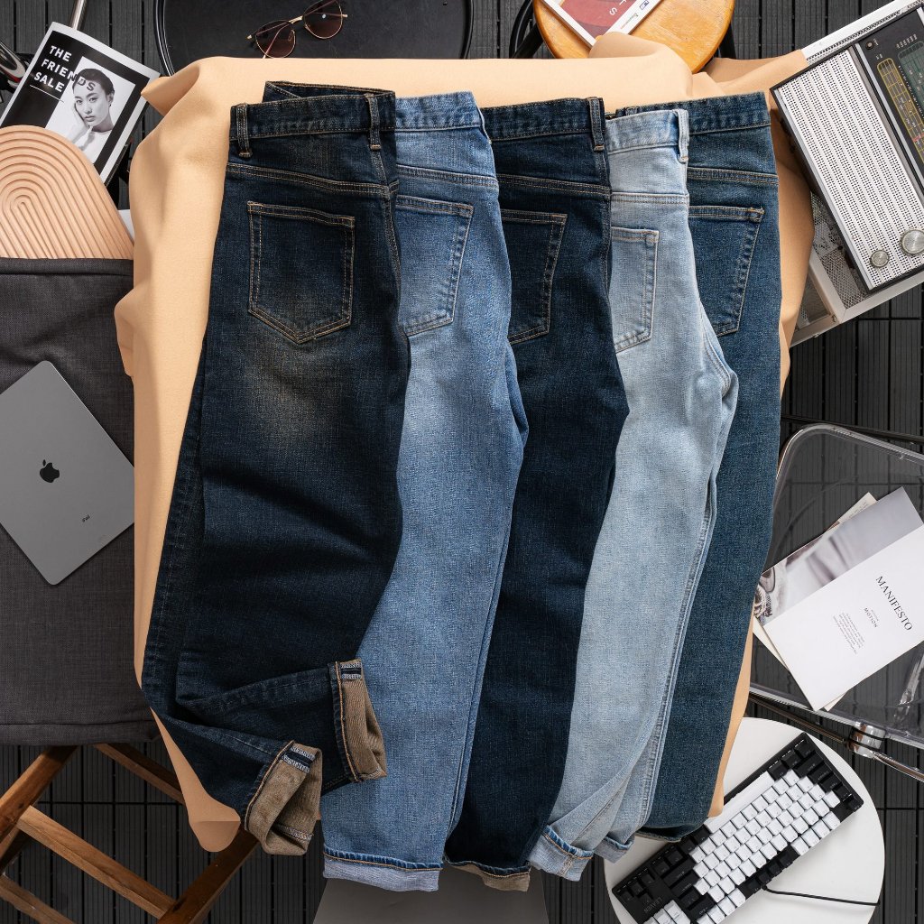 Quần jean dài nam xuất dư form dáng slimfit có size từ 28 đến 34