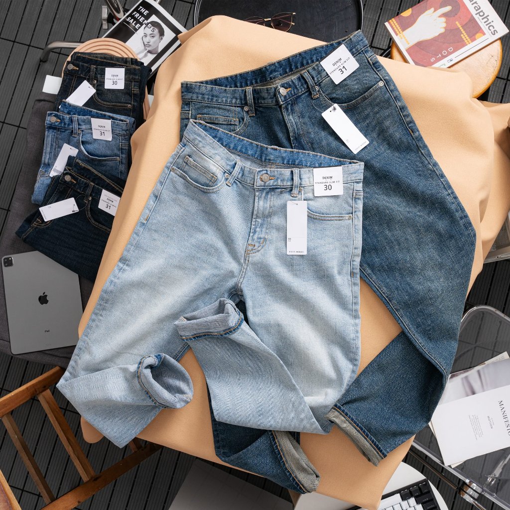 Quần jean dài nam xuất dư form dáng slimfit có size từ 28 đến 34