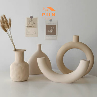 Bình Hoa Gốm Minimalist Phong Cách Tối Giản, Bình Gốm Trắng Trang Trí Phong Cách Hàn Quốc