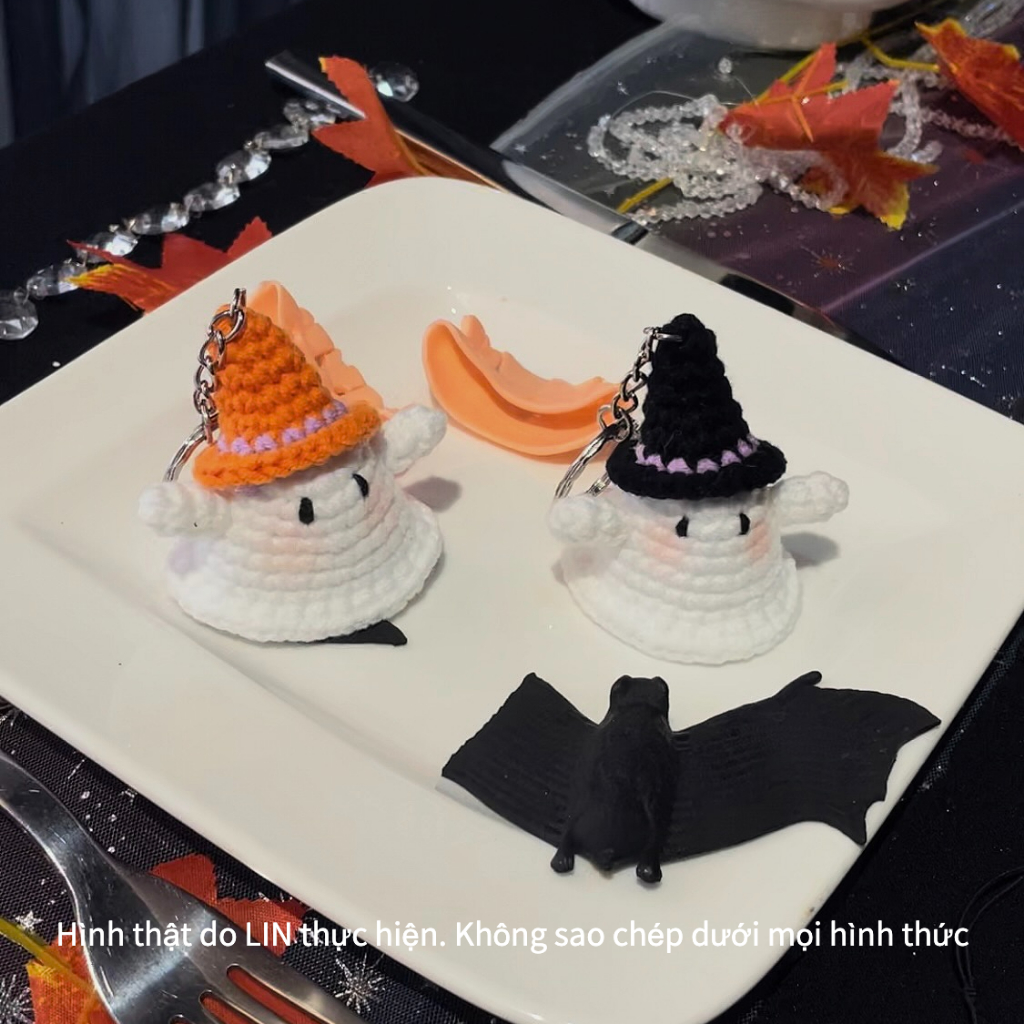 Móc Khoá Bé Ma Halloween Bằng Len Dễ Thương