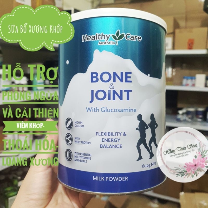 Sữa bổ xương khớp Bone &amp; Joint with Glucosamine của Healthy Care ÚC 600g