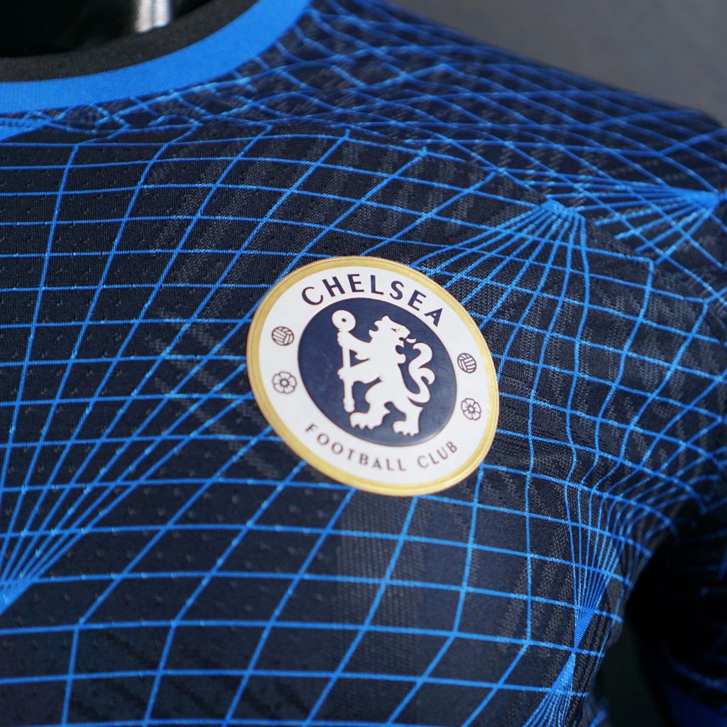 Player Chelsea Leaguestore - áo đá bóng sân khách 23-24 màu xanh hoạ tiết vải dệt Dryfitadv form âu