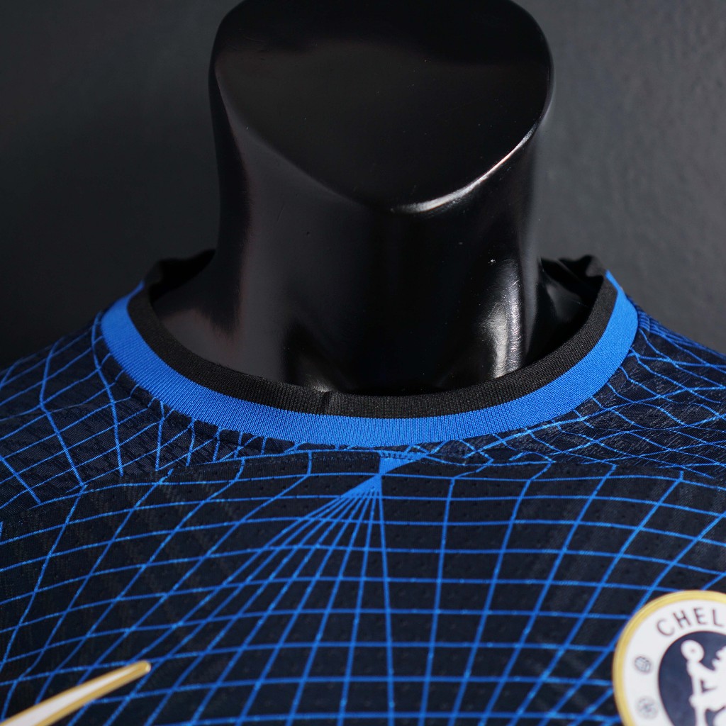 Player Chelsea Leaguestore - áo đá bóng sân khách 23-24 màu xanh hoạ tiết vải dệt Dryfitadv form âu